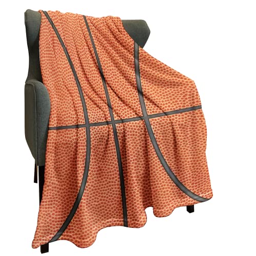 HommomH Sports Fleece Blanket 40" x 50" Basketball Texture Lightweight Fuzzy Cozy Soft Warm Throw for Man Boy Teen, Air Conditioning