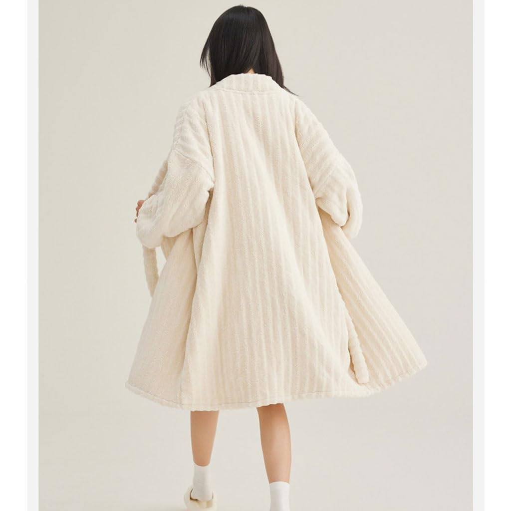 YCKEGEW Robe De Chambre Kimono En Coton 100 X 68 X 38 Cm Peignoir En Polaire Ultra-doux, Robe De Chambre Longue Pour Les Jours Froids, Peignoir De Spa, Vêtement De Nuit
