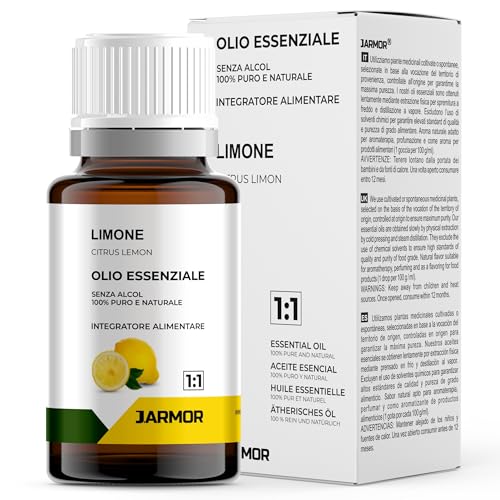 Olio Essenziale di Limone 100% Puro - Naturale, Adatto per Aromaterapia, Uso Alimentare, Drenante e Snellente, Ideale per Massaggi Rassodanti e Capelli Grassi (LIMONE)