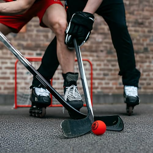 image for ACE HOCKEY Street Hockey Balls – 3-Pack with Mesh Bag – No-Bounce 