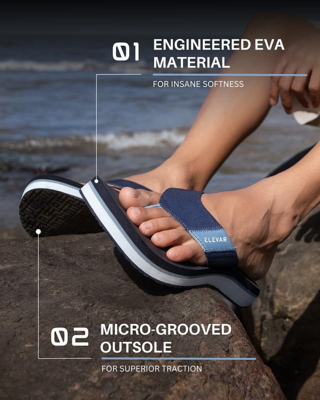 Image of ELEVAR Neo Stryde Men's Flip-Flops with QuadraFoam Cushioning Super Soft & Comfortable EVA Slippers for Men Stylish Indoor & Outdoor Slippers with Arch Support & Lycra Lining for All-Day Comfort