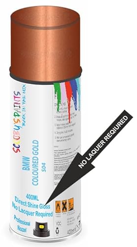 SCOOBYS PAINTS BACK IN THE MIX Direct Gloss Aerosol Spray Paint For Bmw Coloured Gold Code: S04 No Lacquer Required