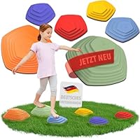 Stapelsteine Balanciersteine für Kinder - fördert Gleichgewicht, Balance & Koordination - vereint Bewegungsspiele & Gartenspielzeug - für Indoor, Outdoor & Garten - Flusssteine - Stepping Stones