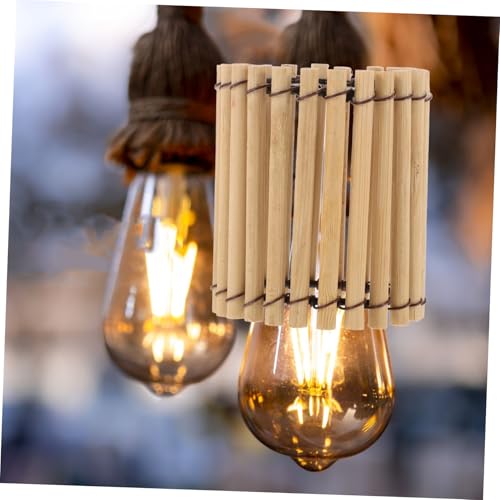 Image of jojofuny 2pcs Woven Pendant Lamp Shade Vintage Drum Decorative Light Cover Wear-resistant Height for Home Decor and Atmosphere Enhancement