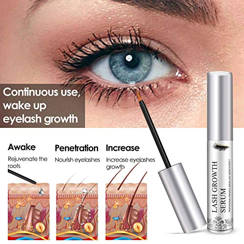 Eyelash Growth Serum, Natural Extract Eyelash Growth Treatment, Brow Serum with Biotin, Unisex Organic Lash Enhancers - 5 ML