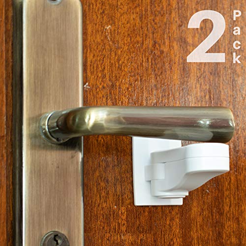 Child Proof Door Lever Lock (2-Pack) - Door Handle Lock - 3M Adhesive