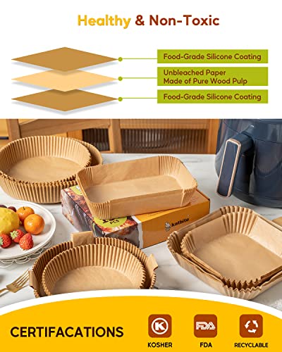 Katbite Air Fryer Liners Disposable 130Pcs, 8.6X5.5'' Rectangle Liners For Air Fryer Basket, Thick Air Fryer Parchment Paper Liners For Ninja Dual Air Fryer Foodi Dz201, Dz401, Fg551 Sheets Liners #TOP3