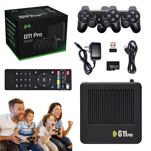 Retrowave G11 Pro 100000 Spiele, G11 Pro Konsole, 4K HD Retro Game Console, Portable Plug and Play Gaming Console, Ausgestattet mit 2 drahtlosen Controllern, Gift for Men, Husband (64G)