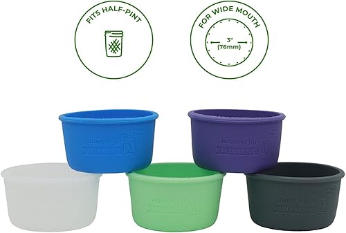 Miniatura 2 de Mason Jar Lifestyle - Fundas de silicona de boca ancha de 8 onzas para proteger tarros Kerr (gris carbón, paquete de 2)