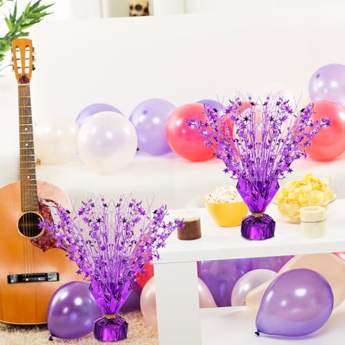 Image of Crowye 3 Pieces Metallic Foil Spray Centerpiece Birthday Table Decoration Star Burst Centerpieces Graduation Table Decor for Birthday 2026 Party Holiday(Purple)