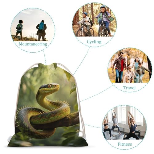 Rough - Scaled Bush Viper Drawstring Backpack - Canvas Sports Gym Sackpack, Lightweight String Bag for Beach & Travel3
