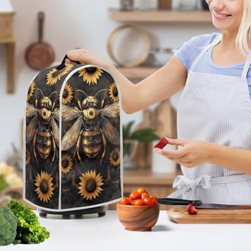 Image of Talayituse Bee Sunflower Print Blender Dust Cover, Fingerprint Protection Cover for Stand Mixer or Coffee Machine, Home Kitchen Appliance Covers for Stain Dust Resistant Supplies