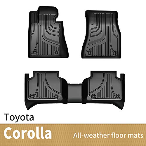Car Floor Mats for Toyota Corolla 2020-2022, Heavy Duty TPE All Weather Automotive Floor Mats, 1st & 2nd Row Full Set Rubber Floor Liners, Anti Skid Car Mats, Black