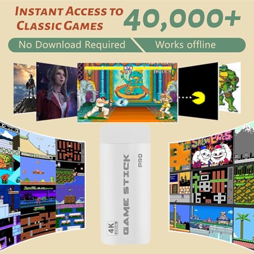 Image of HRYYDS 2026 Retro Gaming Console Pro 4K HDMI with 40,000+ Built-in Classic Video Games - Plug & Play Game Stick for TV with 2 Wireless Controllers | 23 Emulator Support 64GB