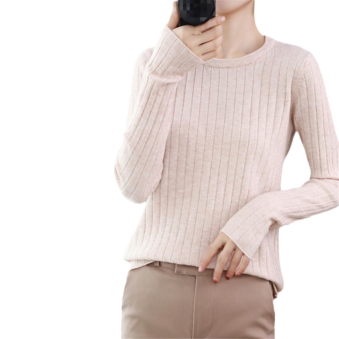 Vogrtcc Pull Tricoté Décontracté À Manches Longues Et Col Rond pour Femme, Coupe Ajustée, Basique, Col Rond