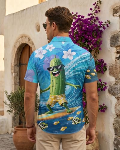 Image of 99TIMORO Fathers Movie Hawaiian Shirt for Men, Characters Button Down Short Sleeve Top, Summer Beach Gifts