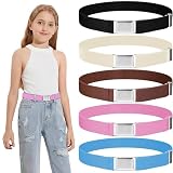 FAYAHAR 5 Stück Gürtel kinder, Einstellbarer Kinder Gürtel mit Quadratische Schnalle, Stretch Kindergürtel, 5 Farben, Für Jungen Mädchen Jeans Shorts Hosen Kleid (Stil 2)
