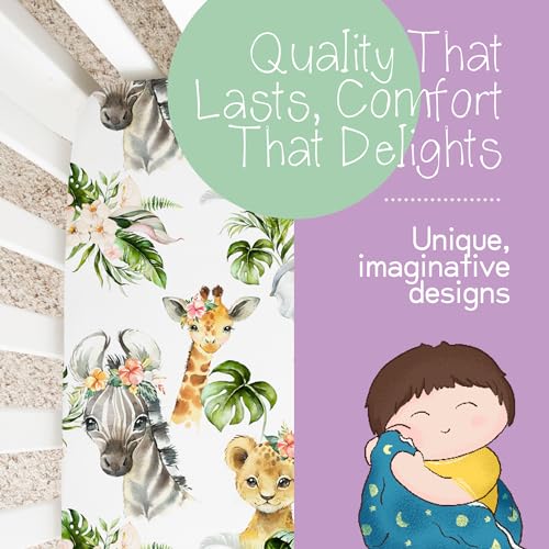 Image of Honey Lemonade - Buttery Soft Rayon Baby Crib Sheets Girl and Boy - Infant Shower Gift - Mini Crib Sheets - Fitted & Breathable Crib Mattress Sheet - Toddler Sheet 52 x 28 x 7 inches (Africa Animals)