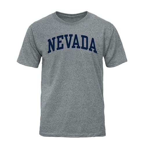 Barnesmith University of Nevada at Reno Wolfpack Short Sleeve Adult Unisex T-Shirt, Classic, Charcoal Grey, Small