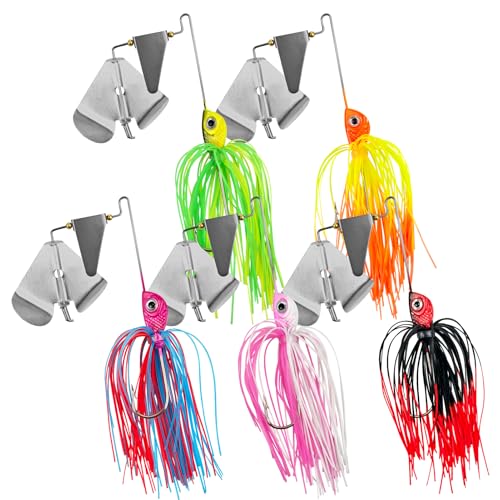 FREE FISHER 5 Pcs Buzz Bait Bass Spinner Baits Aluminium Delta Blades Fishing Jig Lures for Bass Trout Pike Salmon 3.94in/0.6oz