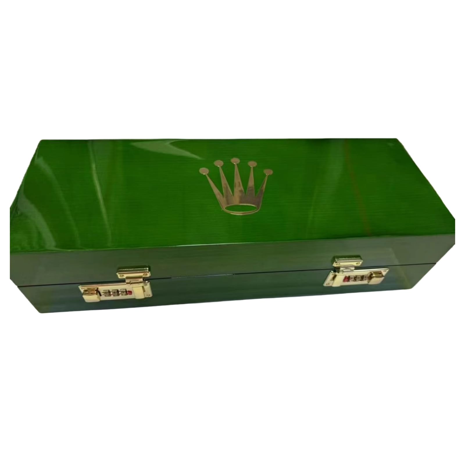 Verde Legno Scatola Orologio 5 Slot Vetrina Custodia Organizzatore Chiudibile Gioielli Cofanetto Orologio Finitura Laccata per Rolex
