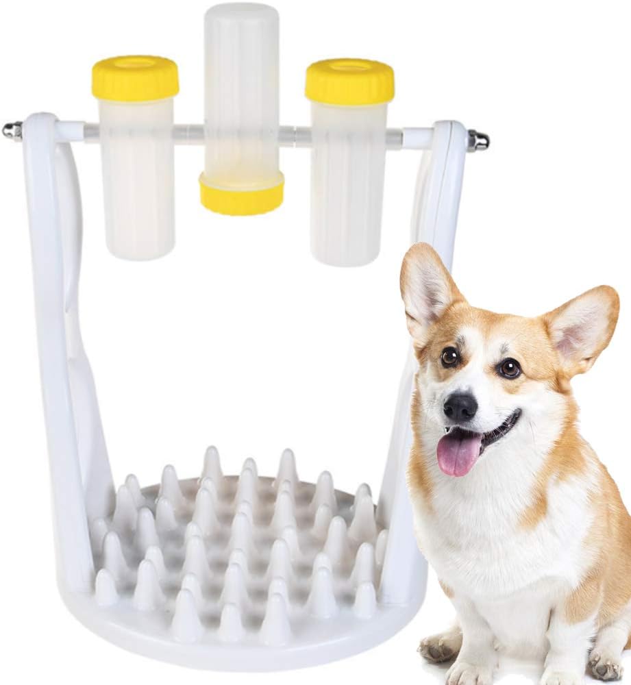 Dog & Cat Food Puzzle Toy Slow Feeder,Interactive Dog Cat Bowl for Dogs to Keep Them Busy,IQ Training Toy,Adjustable Funny Treats Dispenser Exercise Games for Puppys Kitten,Yellow