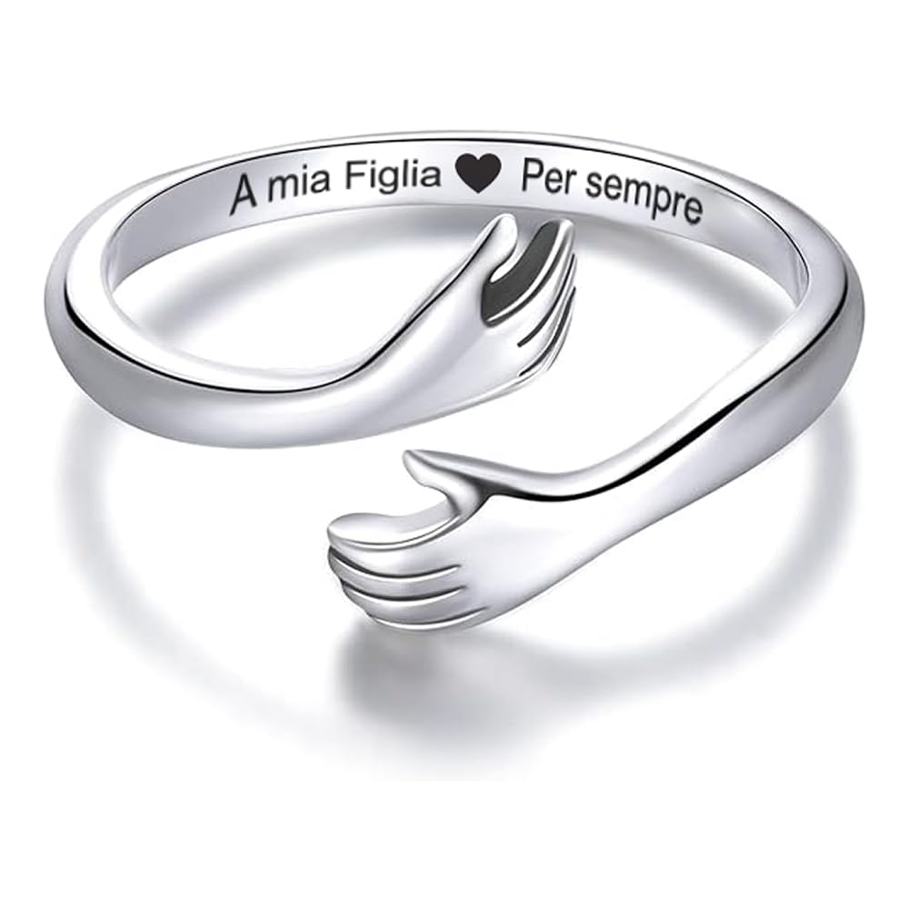 Anello da Donna Argento Sterling 925 Anello Ispirazionale e di Incoraggiamento per Mamma Figlia Sorelle Donne Ragazze Dimensione Pollice Regolabile Anelli di Apertura