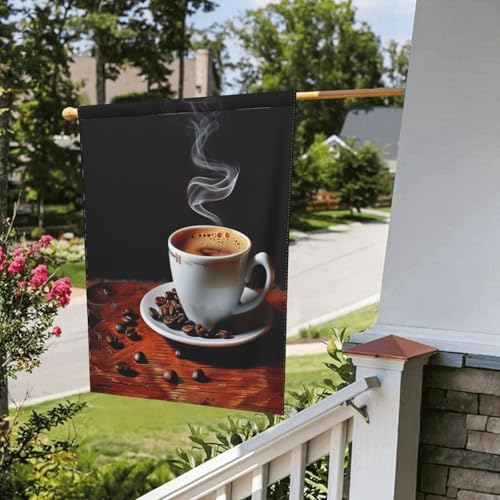 Drapeau de jardin café double face en polyester premium résistant aux intempéries