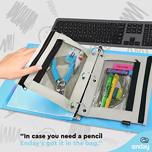 Image of Enday Grey Pencil Pouch For 3 Ring Binder, Zippered Binder Pencil Pouches, 3 Ring Pencil Pouch for Binder, Pencil Case for Binder, Large Pencil Bags for School, Home, and Office