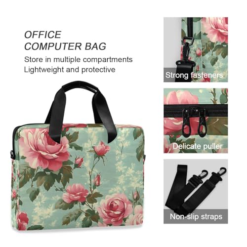 Maletín para portátil con estampado floral rojo, 13-15.6 pulg miniatura 6