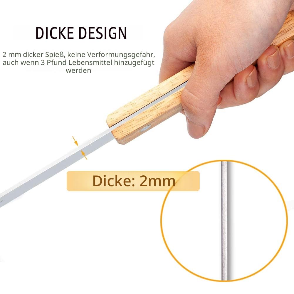 Goutime adana Spieße für Kabobs,Shish Kebab Holzspieße zum Grillen,Metall Edelstahl Barbecue BBQ Grill Spieße,kebab spieße breit,Set von 7 mit Tasche,(60cm lang,2.5cm Breite)