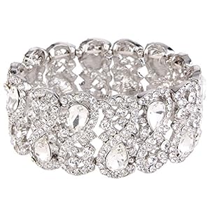 EVER FAITH Women’s Austrian Crystal Costume Teardrop 8-Shaped Knot Elastic Stretch Bracelet