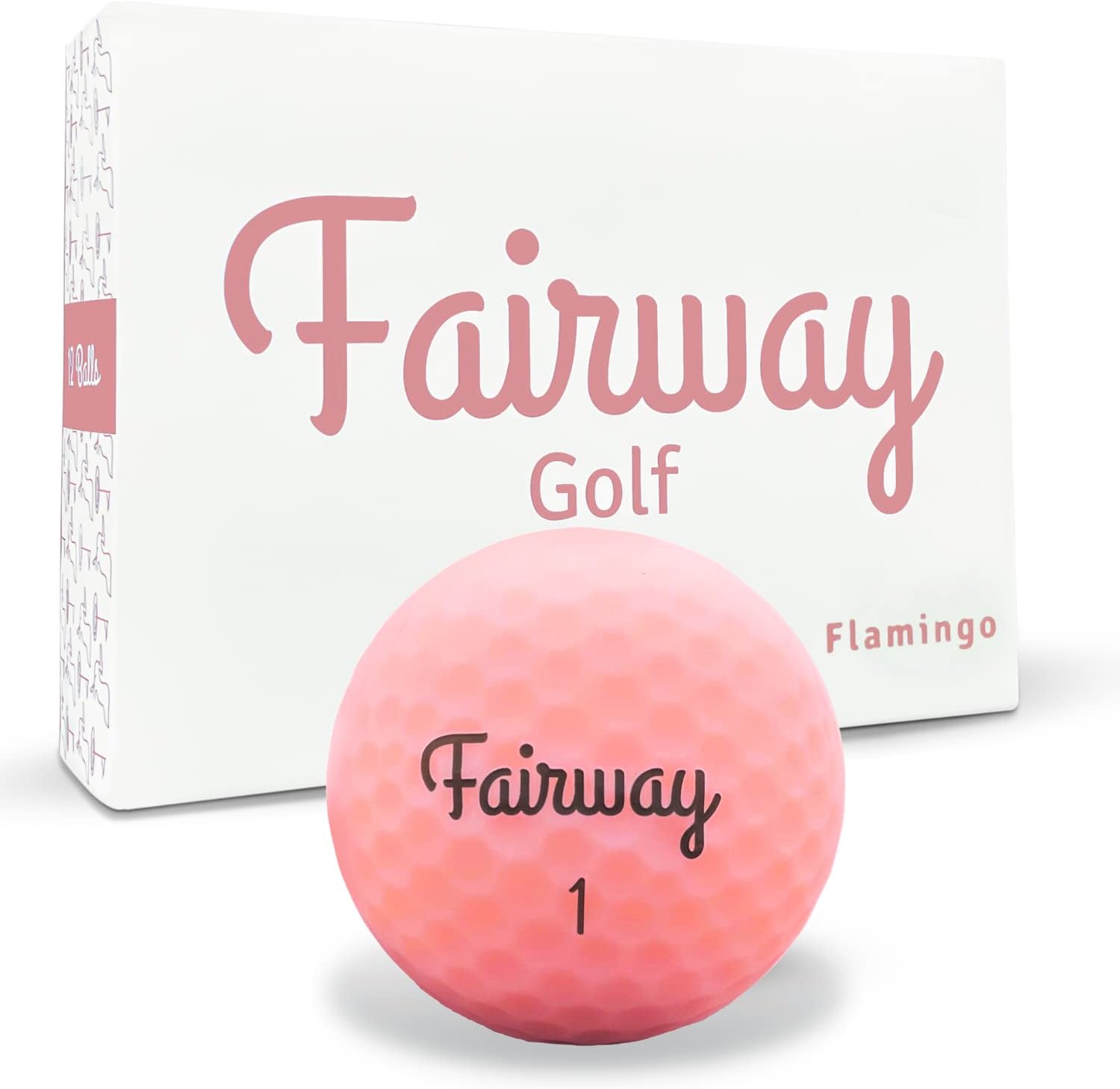 Flamingo Matte Pink Golf Balls (12 Pack) — Soft Feel, Long Distance 2-Piece Golf Ball with Surlyn Cover | 332 Dimple Design | Great for All Skill Levels