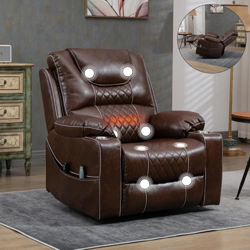 Sillón reclinable cuero con respaldo alto