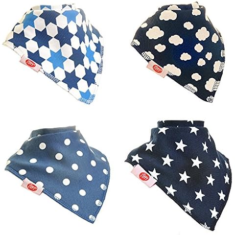 Baby Bandana Dribble Bib Super Absorbent Premium Dribble Bibs Adjustable Poppers (4 Pack Gift Set) (Just Blues) Cover