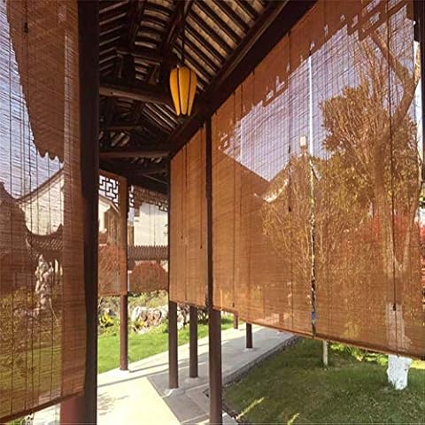 JLXJ Pergola Gazebo Waterproof Bamboo Roller Blinds, Outside 60% Blackout Japanese-style Privacy Blinds With Hook, 55cm/75cm/95cm/115cm/135cm/155cm Wide (Size : 55×100cm) Cover