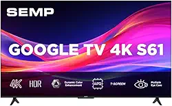 Smart TV Semp 55 Polegadas LED 4K S61 WiFi Bluetooth Google TV 3 HDMI HDR10 Dolby Audio 55S61