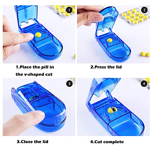 Pillensnijder+Wekelijkse Pillendoos 2 STUKS,Pillensplitser met mes Pillen in een Halve Kwart Gesneden,BPA-Vrije Reis… - Image 6