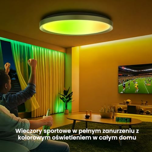 Yeelight Inteligentna lampa sufitowa LED RGB Ceiling Lights biurowa lampa sufitowa, 60 W, 3800 lumenów, 2700-6500 K, ściemniana lampa, "zrób to sam", kompatybilna z Alexa, do salonu, sypialni, kuchni