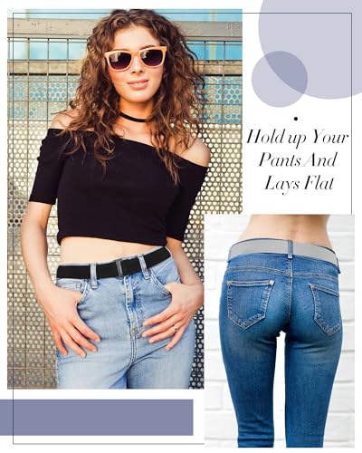 Image of SATINIOR 2 /3 /4 Pack Women Elastic Stretch Belt Invisible Sweater Shirt Tuck Band with Flat Buckle for Jeans Pants