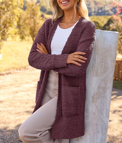 Image of MEROKEETY Women's Long Sleeve Soft Chunky Knit Sweater Open Front Cardigans Outwear Coat