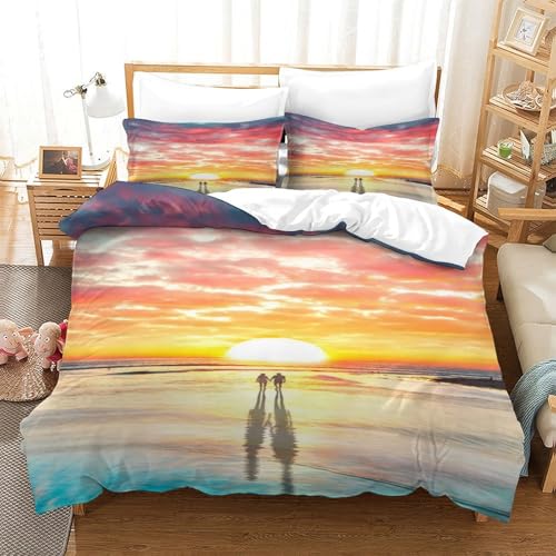 Housse de couette 3D coucher de soleil parure de lit microfibre avec fermeture - 3