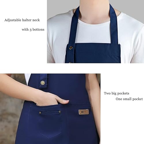 Miniatura 4 de Delantal personalizado para hombres y mujeres, delantales de lona de cocina personalizados con bolsillos, nombre, texto, logotipo, imagen