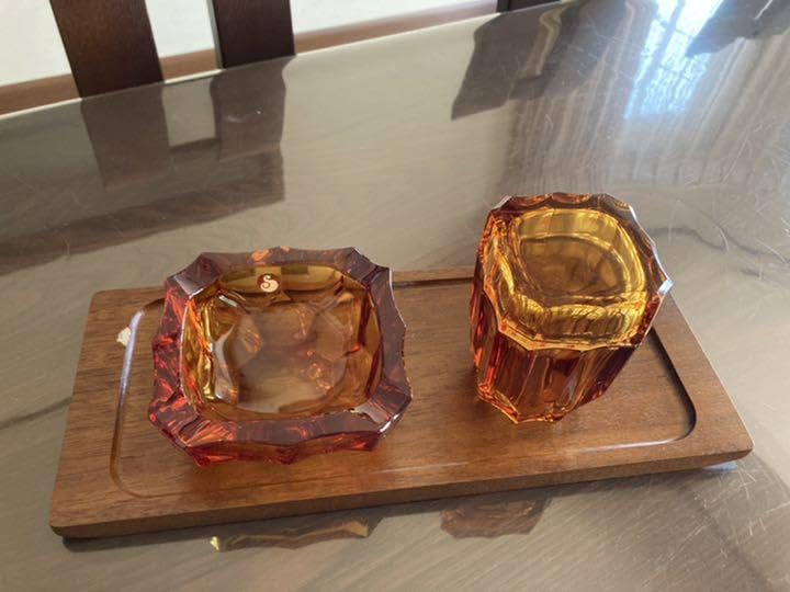 Amazon.co.jp: 佐々木ガラス クリスタル灰皿セット 応接セット