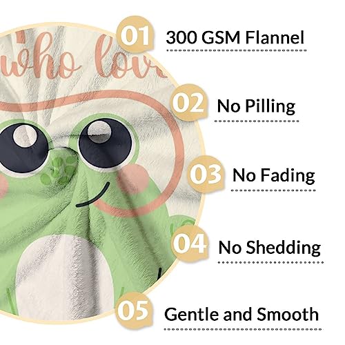 Frog Blanket Gifts - 50x60 Inches Cute Throw for Girls - Green Soft Fuzzy Blankets for Bed, Couch & Living Room