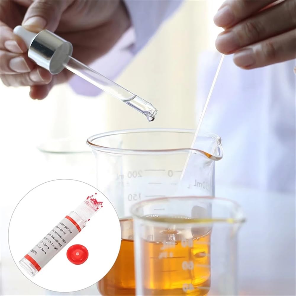 Tube capillaire en verre for hématocrite, ensemble de tubes capillaires, échantillon de verrerie de laboratoire, expérimental(Red-blue-200Pcs)