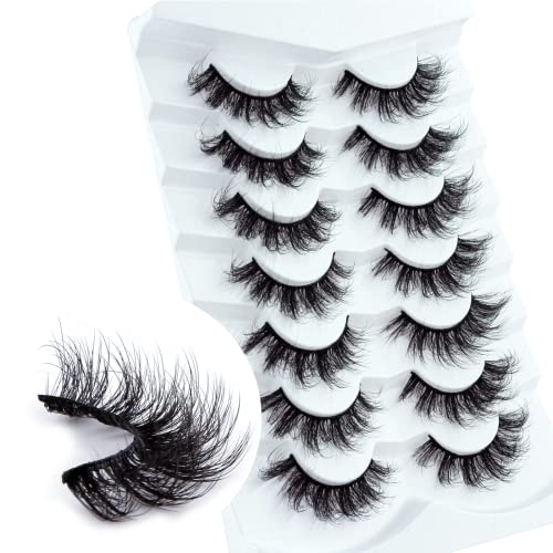 Pestañas Postizas 7 pares de Pelo Artificial 8D Multipack, Tiras Completas, Natural Pestañas Falsa Largas Adecuado para Trabajar Citas Fiesta (G01) Cover