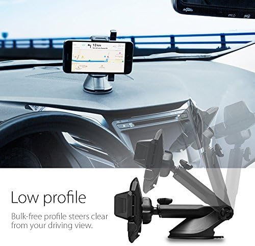 Spigen KUEL [TS35] (Transformer), Windscreen Dashboard Car Phone Holder, Extendable Carbon Pattern One Tap 360 Degree Rotatable Black