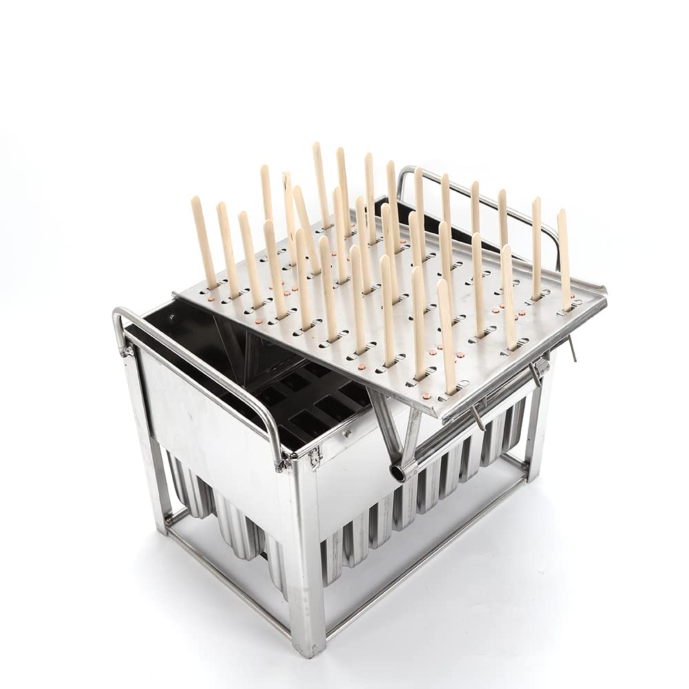 KONKENIE 30PCS Stainless Steel Popsicle Mold Ice Lolly Mould with 3 Groove Ice Cream Stick Holder Frozen Juice Yogurt Popsicle Maker for Home Bar Restaurant Silver (30PCS)