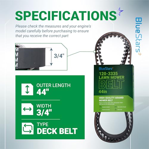 Image of BlueStars 120-3335 Timing Belt 44 inch x 3 /4 inch | TimingBelt for 30 inch Deck Toro TimeMaster 21199HD 20199 20200 20975 20977 Exmark ECKA30 ECS180CKA30000 Replaces 1203335 265-610